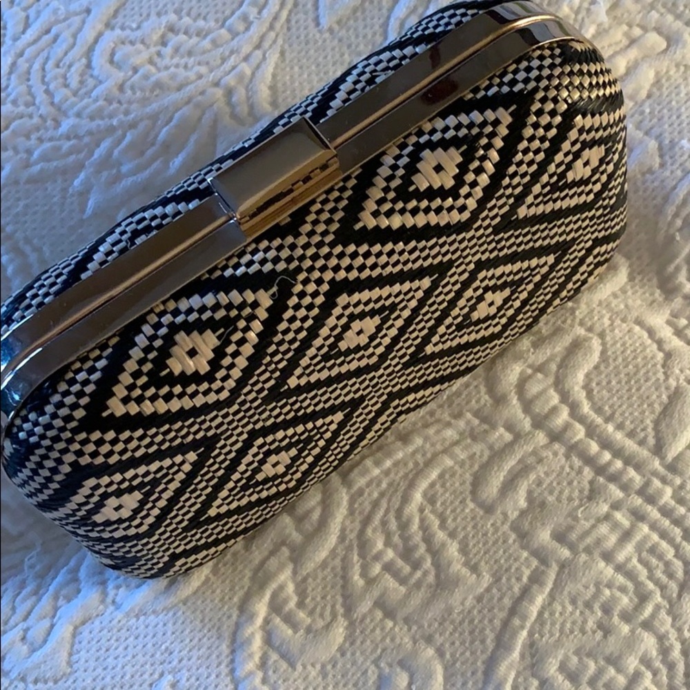 Box purse , with gold chain strap
